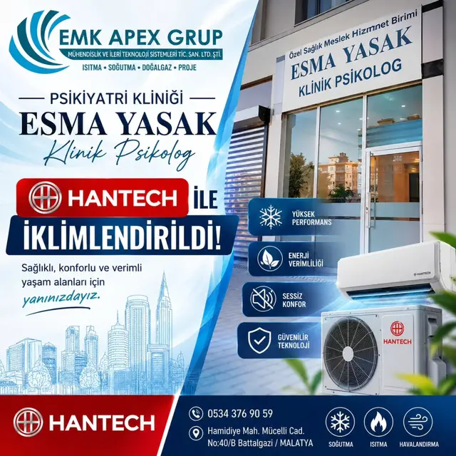 Esma Yasak Psikiyatri Kliniği binası ve Hantech klima sistemi